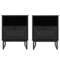 Merrick Lane Burkett Set of 2 Mid-Century Modern Wooden Bed Side Tables/Nightstands with Drawer and Shelf